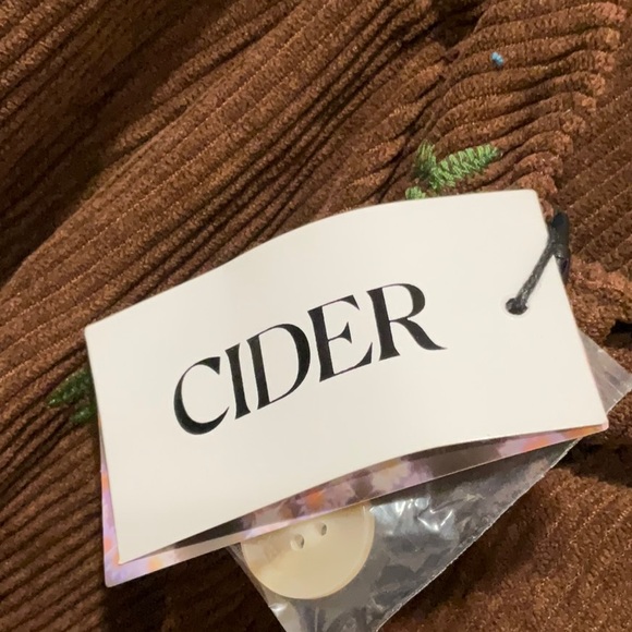 Cider Ditsy Floral Corduroy Jumpsuit Overalls Brown Medium Pockets New - Picture 5 of 7